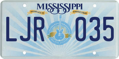 MS license plate LJR035