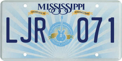 MS license plate LJR071