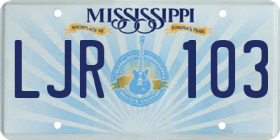 MS license plate LJR103
