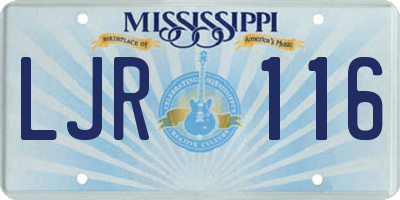 MS license plate LJR116