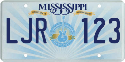 MS license plate LJR123