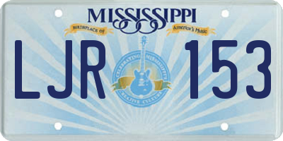 MS license plate LJR153