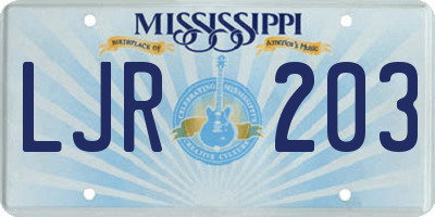 MS license plate LJR203