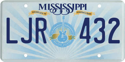 MS license plate LJR432
