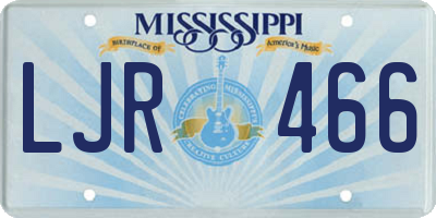 MS license plate LJR466