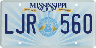 MS license plate LJR560