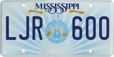 MS license plate LJR600