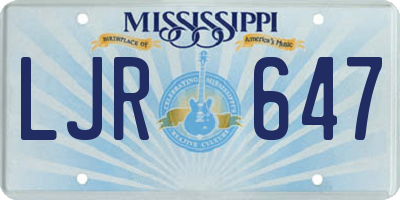 MS license plate LJR647