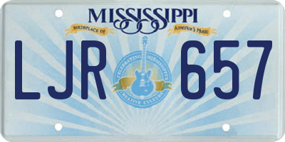 MS license plate LJR657