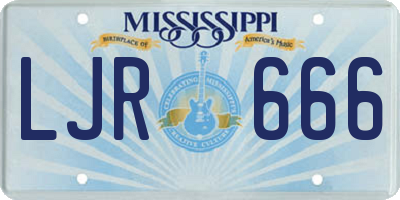 MS license plate LJR666