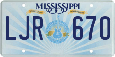 MS license plate LJR670