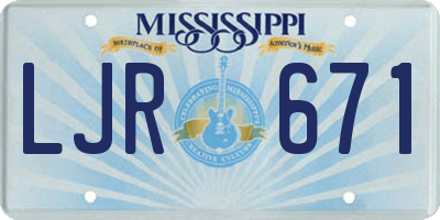 MS license plate LJR671
