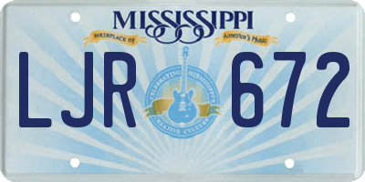 MS license plate LJR672