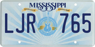 MS license plate LJR765
