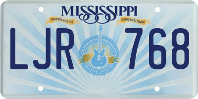 MS license plate LJR768