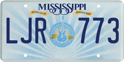 MS license plate LJR773