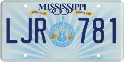 MS license plate LJR781