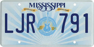 MS license plate LJR791