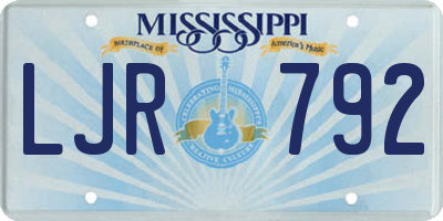 MS license plate LJR792