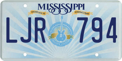 MS license plate LJR794