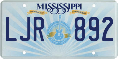 MS license plate LJR892