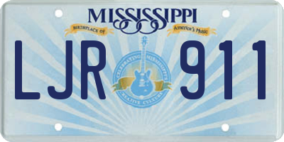 MS license plate LJR911