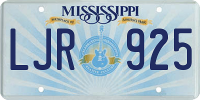MS license plate LJR925