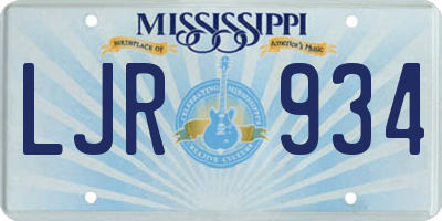 MS license plate LJR934