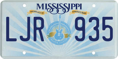 MS license plate LJR935