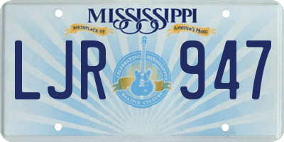 MS license plate LJR947