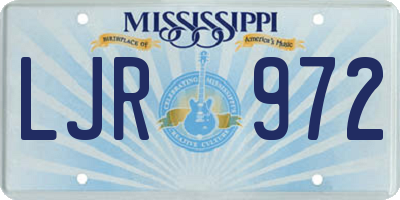 MS license plate LJR972