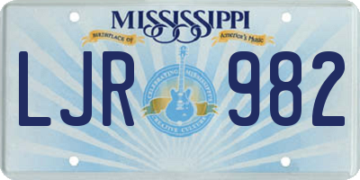 MS license plate LJR982