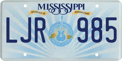MS license plate LJR985