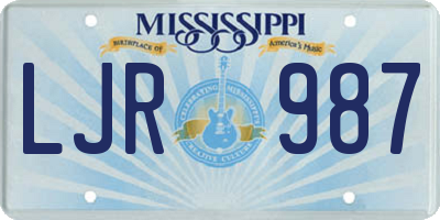 MS license plate LJR987