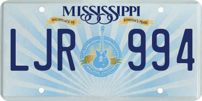 MS license plate LJR994