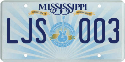 MS license plate LJS003