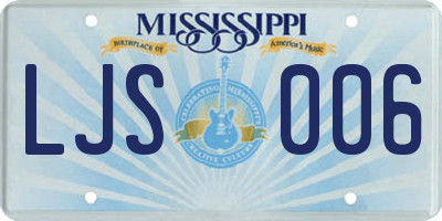 MS license plate LJS006