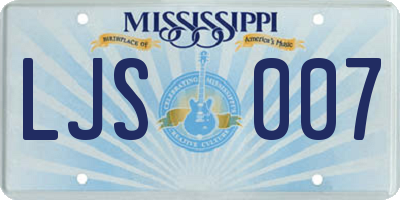 MS license plate LJS007