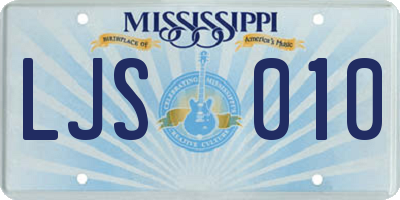 MS license plate LJS010