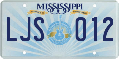 MS license plate LJS012