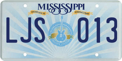 MS license plate LJS013