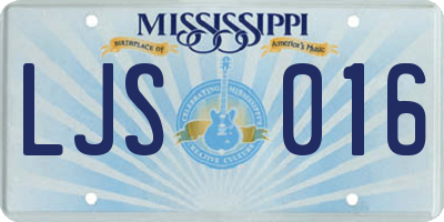 MS license plate LJS016