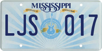 MS license plate LJS017