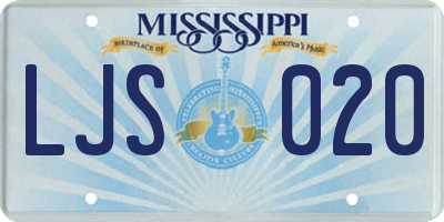 MS license plate LJS020