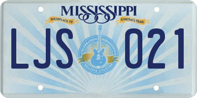 MS license plate LJS021