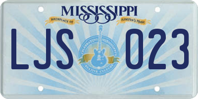 MS license plate LJS023