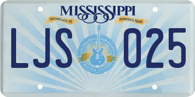 MS license plate LJS025