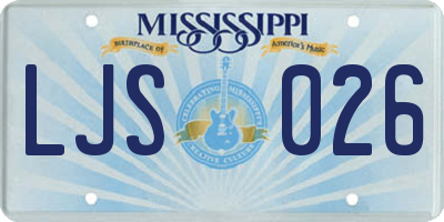 MS license plate LJS026