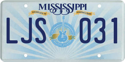 MS license plate LJS031
