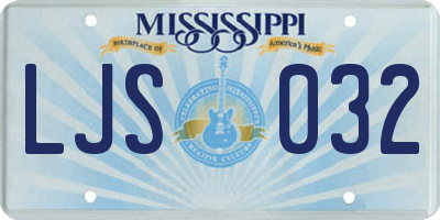 MS license plate LJS032